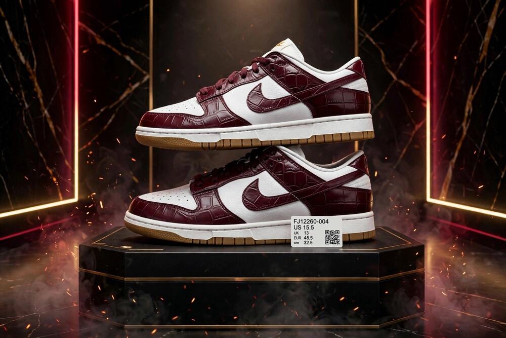 Size 14M / 15.5W - Nike Dunk Low Burgundy Croc FJ12260-00